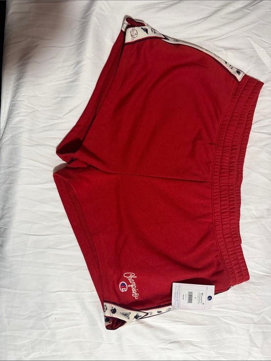 Champion Pants - Champion Red Women's Athletic Shorts with Contrast Trim